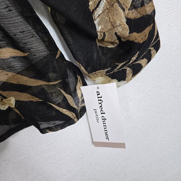 Alfred Dunner 2 in 1 Sheer Top Blouse Attached Tank 12P Black Brown Ivory Floral - Picture 9 of 15